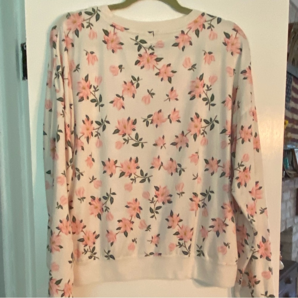 Draper James Women’s 2XL Beige Natalie Magnolia Floral Long Sleeve Shirt - Picture 2 of 8